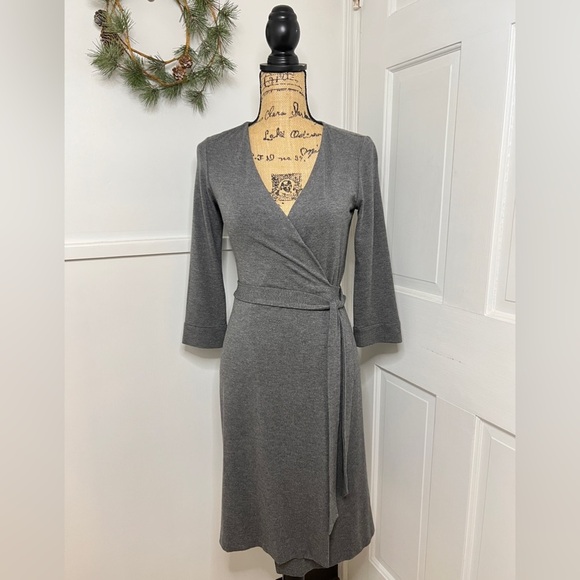 Diane Von Furstenberg New Julian Two Gray Wrap Dress - Picture 1 of 16